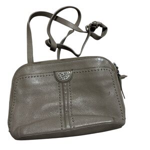 Elegant Gray Leather Shoulder Bag